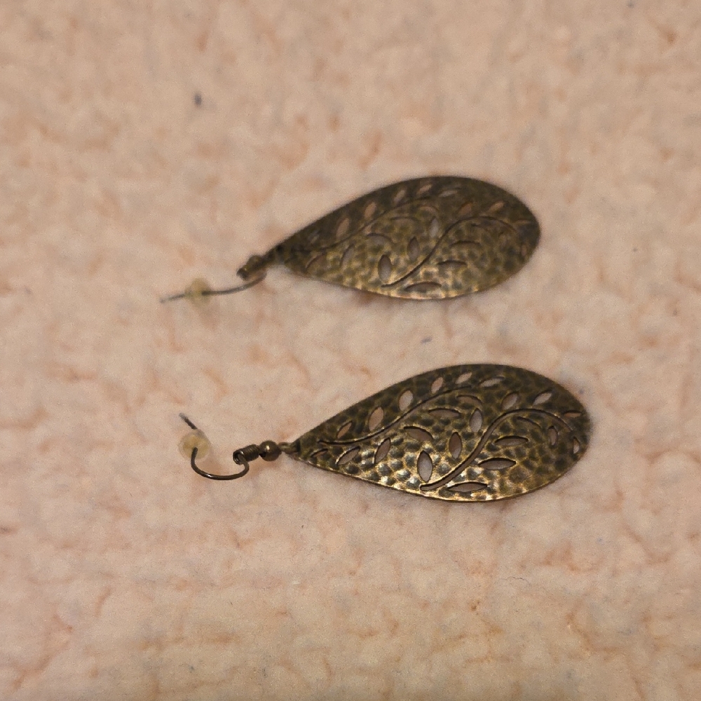 Elegant Copper Teardrop Leaf Earrings